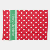 Rot-Weiß-Polka-Dose mit Personalisiertem Grün Geschirrtuch (Horizontal)