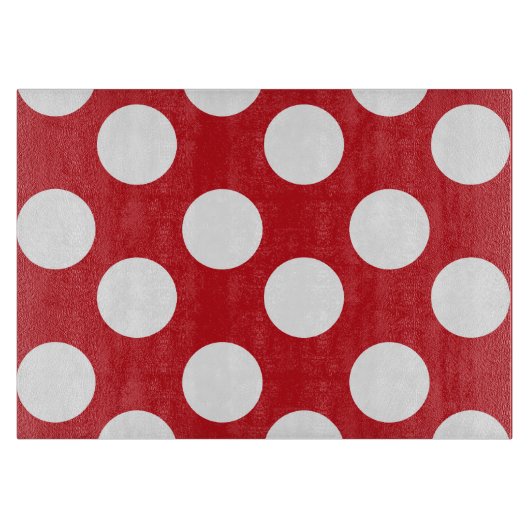 Rot-Weiß-Polka-Dot-Glas-Schneidebrett Schneidebrett (Vorderseite)
