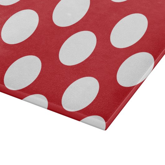 Rot-Weiß-Polka-Dot-Glas-Schneidebrett Schneidebrett (Ecke)