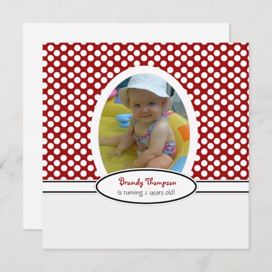 Rot-Weiß-Polka-Dot-Party Einladung (Vorne/Hinten)