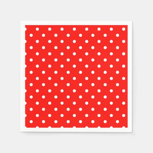 Rot-Weiß-Polka-Punkt moderner Glamour Serviette (Vorderseite)