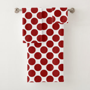 Rot-Weiß-Polka-Punktmuster Badhandtuch Set