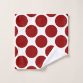 Rot-Weiß-Polka-Punktmuster Badhandtuch Set (Waschlappen)