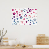 Rot-Weiß-Poster mit blauen Sternen Poster (Küche)