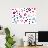 Rot-Weiß-Poster mit blauen Sternen Poster (Heimbüro)