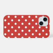 Rot-Weiß-Punkte-Muster iPhone 15 Hülle (Rückseite (Horizontal))