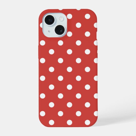 Rot-Weiß-Punkte-Muster iPhone 15 Hülle (Rückseite)