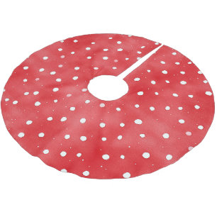 Rot-Weiß-Punkte-Weihnachten Polyester Weihnachtsbaumdecke