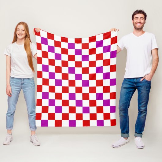 Rot-Weiß-Purpur-Karuomuster-Design  Fleecedecke (Beispiel)