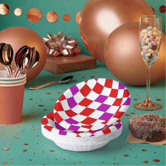 Rot-Weiß-Purpur-Karuomuster-Design  Pappteller (Multi)