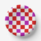 Rot-Weiß-Purpur-Karuomuster-Design  Pappteller (Vorderseite)