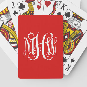 Rot Weiß Rebe Schrift Monogramm DIY BG Spielkarten