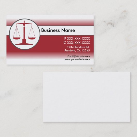Rot-Weiß-Recht Gerechtigkeit skaliert Visitenkarte (Vorne/Hinten)