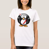 Rot-Weiß-Ribbon-Pinguin T-Shirt (Vorderseite)
