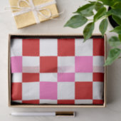 Rot Weiß Rosa Kariertes Musterdesign Seidenpapier (Geschenk)