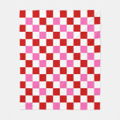 Rot-Weiß-Rosa Karomuster-Design Fleecedecke (Vorderseite)
