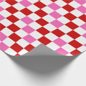 Rot-Weiß-Rosa Karomuster-Design  Geschenkpapier (Ecke)