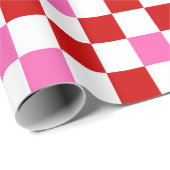 Rot-Weiß-Rosa Karomuster-Design  Geschenkpapier (Rolleneckpunkt)