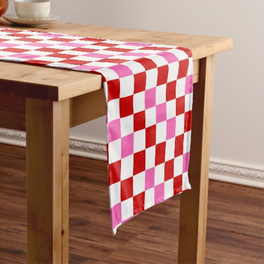 Rot-Weiß-Rosa Karomuster-Design  Kurzer Tischläufer (Beispiel)