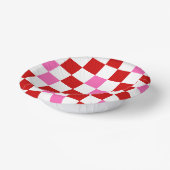 Rot Weiß Rosa Karomuster Design  Pappteller (Gewinkelt)