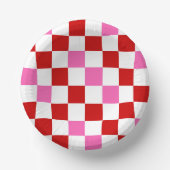 Rot Weiß Rosa Karomuster Design  Pappteller (Vorderseite)