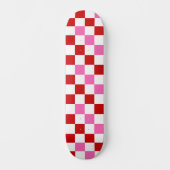 Rot-Weiß-Rosa Karomuster-Design Skateboard (Vorderseite)