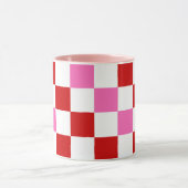 Rot-Weiß-Rosa Karomuster-Design Tasse (Zentrum)
