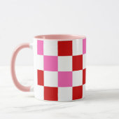 Rot-Weiß-Rosa Karomuster-Design Tasse (Links)