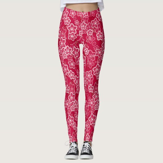 Rot-Weiß-Rustikal-Mode-Retro Leggings (Vorderseite)