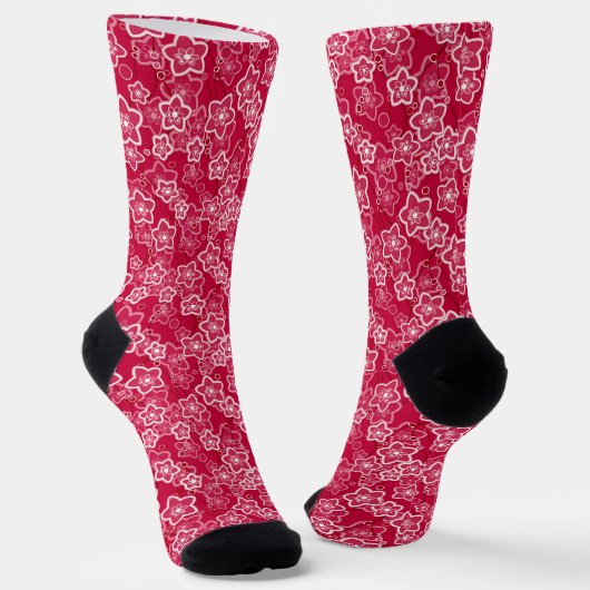 Rot-Weiß-Rustikal-Mode-Retro Socken (Gewinkelt)