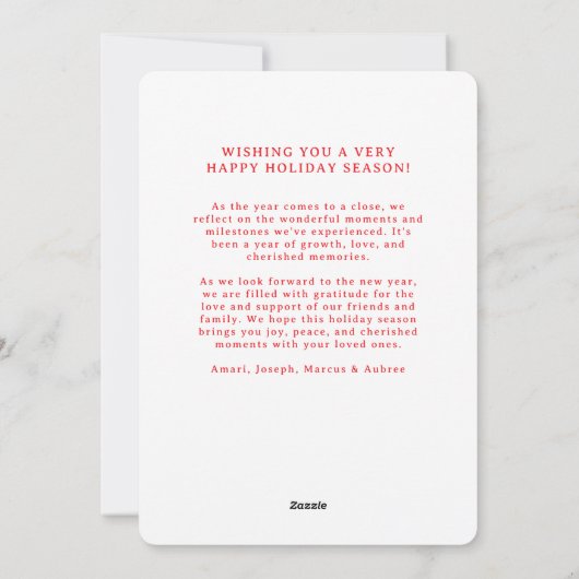 Rot-Weiß-Scallop Feiertagskarte (Rückseite)