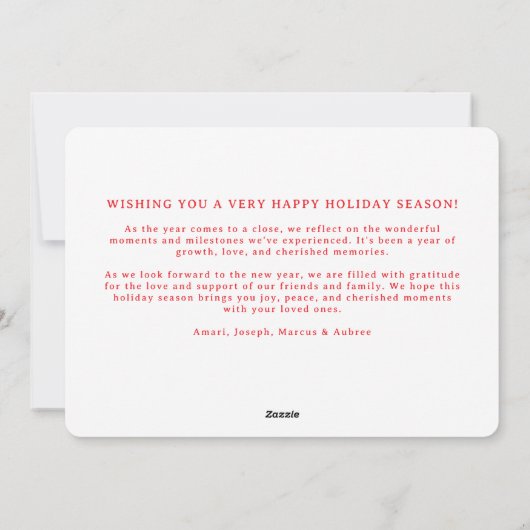 Rot-Weiß-Scallop Feiertagskarte (Rückseite)