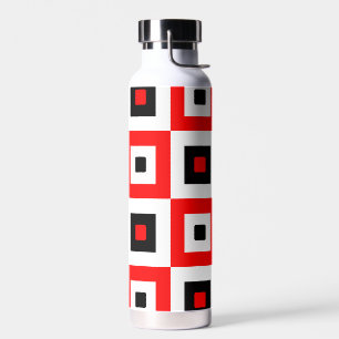 Rot-Weiß-Schachbrettmuster-Design Trinkflasche