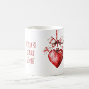 Rot Weiß Schleife Herz Kaffeetasse