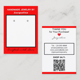 Rot-Weiß-Schmuck-Ohrhänger-Website-QR-Code Visitenkarte