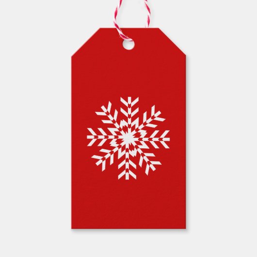 Rot-Weiß-Schneeflocke Geschenkanhänger (Vorderseite)