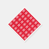 Rot-Weiß-Schneeflocken-Party Serviette (Ecke)