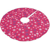 Rot-Weiß-Schneeflocken-Weihnachtsmuster Polyester Weihnachtsbaumdecke (Schrägansicht)