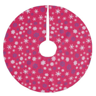 Rot-Weiß-Schneeflocken-Weihnachtsmuster Polyester Weihnachtsbaumdecke