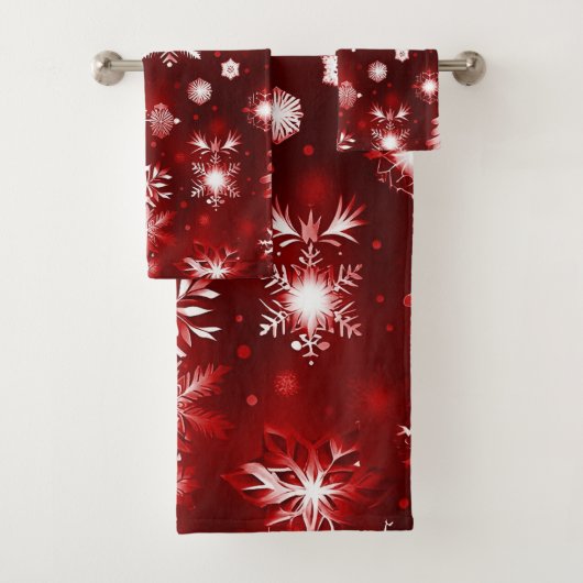 Rot-Weiß-Schneeflockenmuster Badhandtuch Set (Insitu)