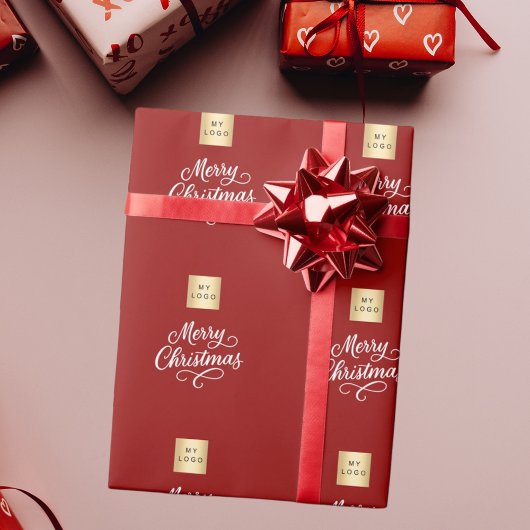 Rot-Weiß-Schrift Geschäft Weihnachten Geschenkpapier
