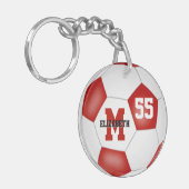 Rot-Weiß-Schulfarben Fußball-Tasche Schlüsselanhänger (Vorderseite links)