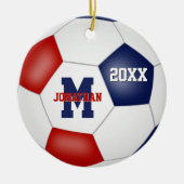 Rot-Weiß-Schulgeist Jungen Mädchen Fußball Keramik Ornament (Vorne)