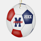 Rot-Weiß-Schulgeist Jungen Mädchen Fußball Keramik Ornament (Links)