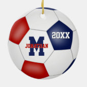 Rot-Weiß-Schulgeist Jungen Mädchen Fußball Keramik Ornament (Hinten)