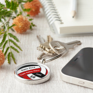 Rot, Weiß, Schwarz Custom Volleyball Senior Gesch Schlüsselanhänger