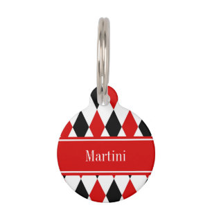 Rot Weiß Schwarz Harlekin Roter Band Name Monogram Tiernamensmarke