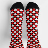 Rot-Weiß-Schwarz-Herzmuster Socken (Oben)