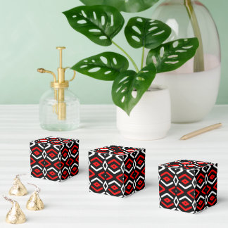 Rot Weiß & Schwarz Mudcloth-inspiriertes Geometris Geschenkschachtel