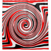 Rot-weiß-schwarz-psychedelisches Design Duschvorhang (Vorderseite)